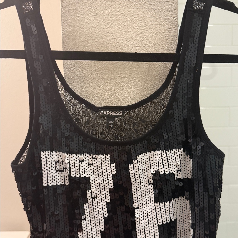 Express Black Sequin Tank Top